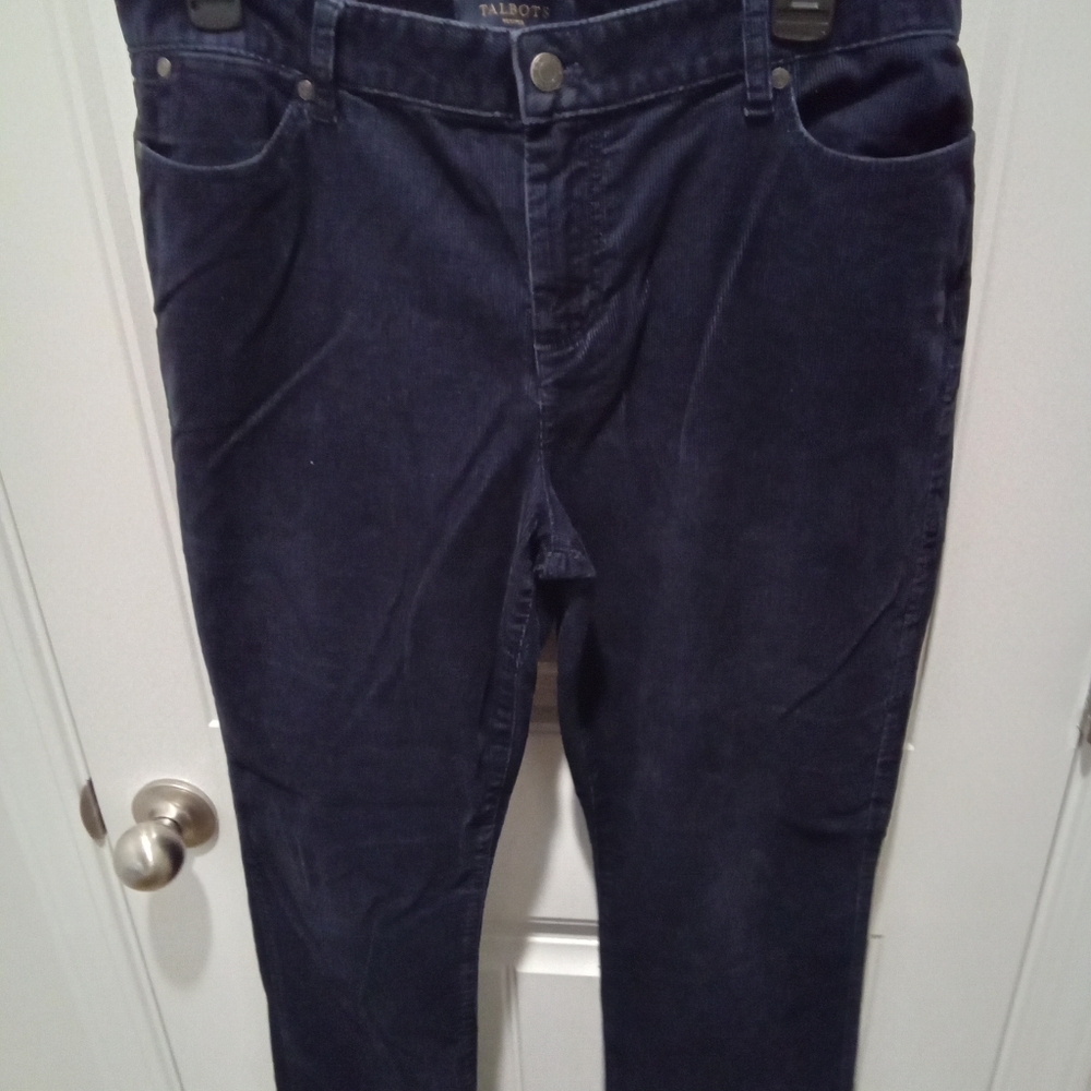 Talbots Plus Size 14 Petite Navy Blue Corduroy Straight Leg Pants